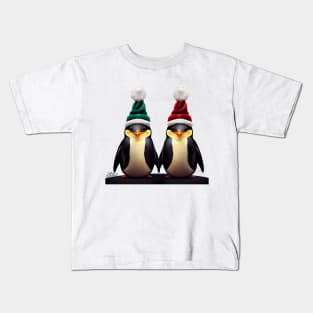 Couple of cute Christmas Penguins Kids T-Shirt